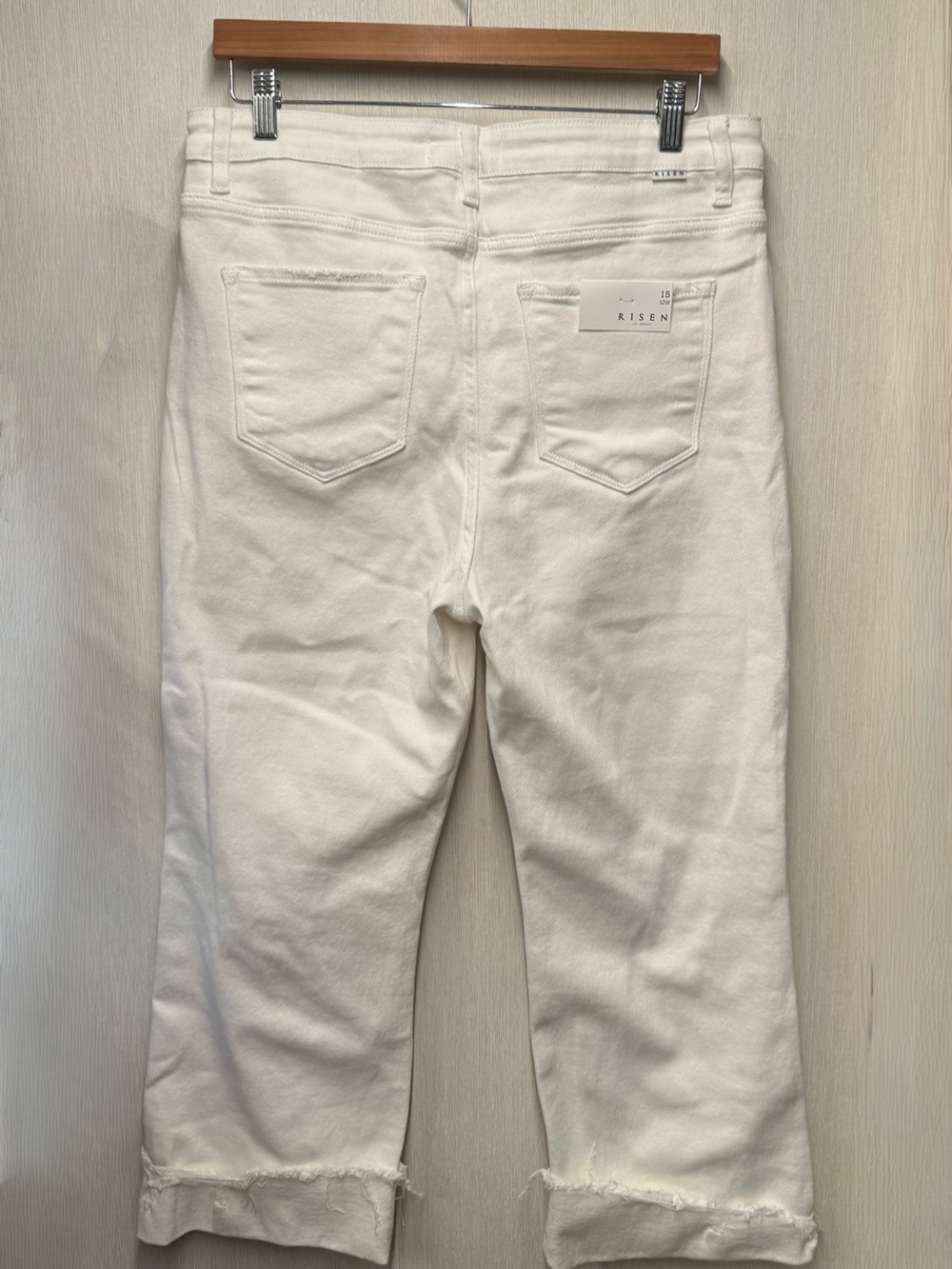 NWT Risen White Distressed Straight Leg Jeans, Size 15/32 - Picture 7 of 12
